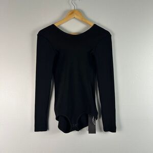 Osklen black ribbed long-sleeve bodysuit Medium